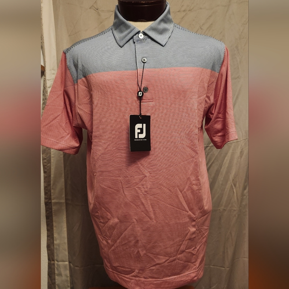 Men's Red, White, And Blue FootJot Polo